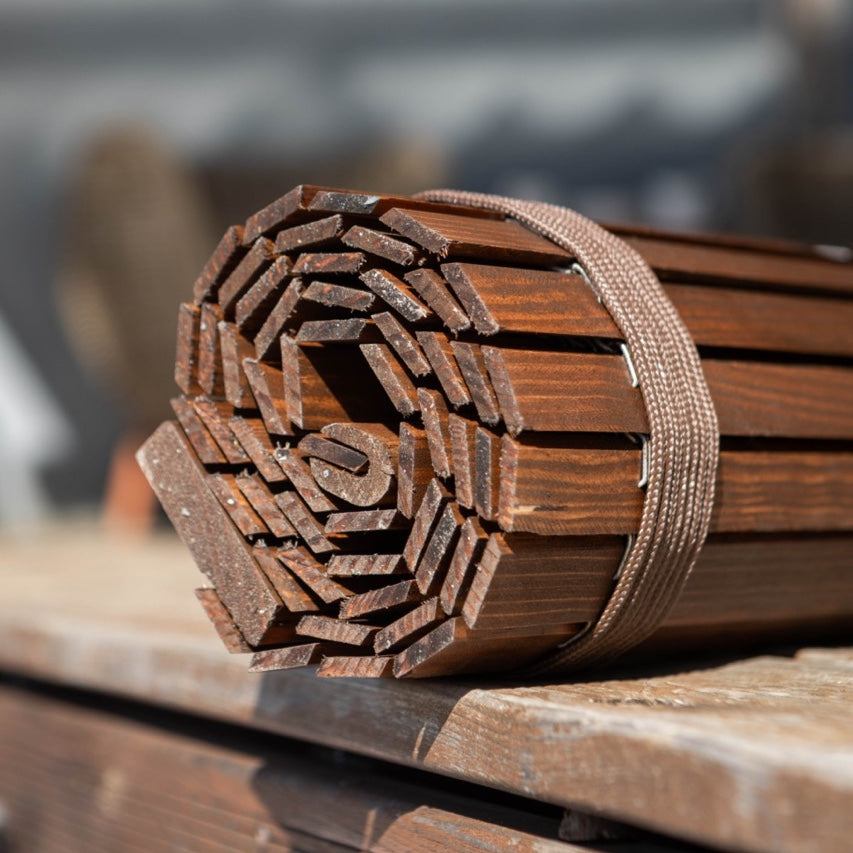 Store enrouleur en bois pour pergola - Brun