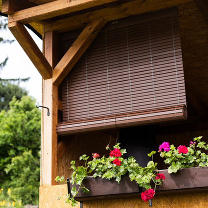 Store enrouleur en bois pour pergola - Chocolat au lait
