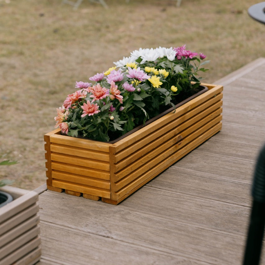 Jardinière en bois avec insert en plastique - 64cm x 24cm