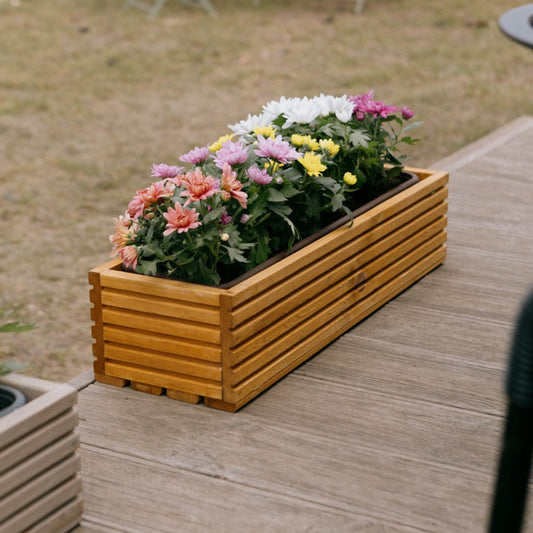 Jardinière en bois avec insert en plastique - 64cm x 24cm
