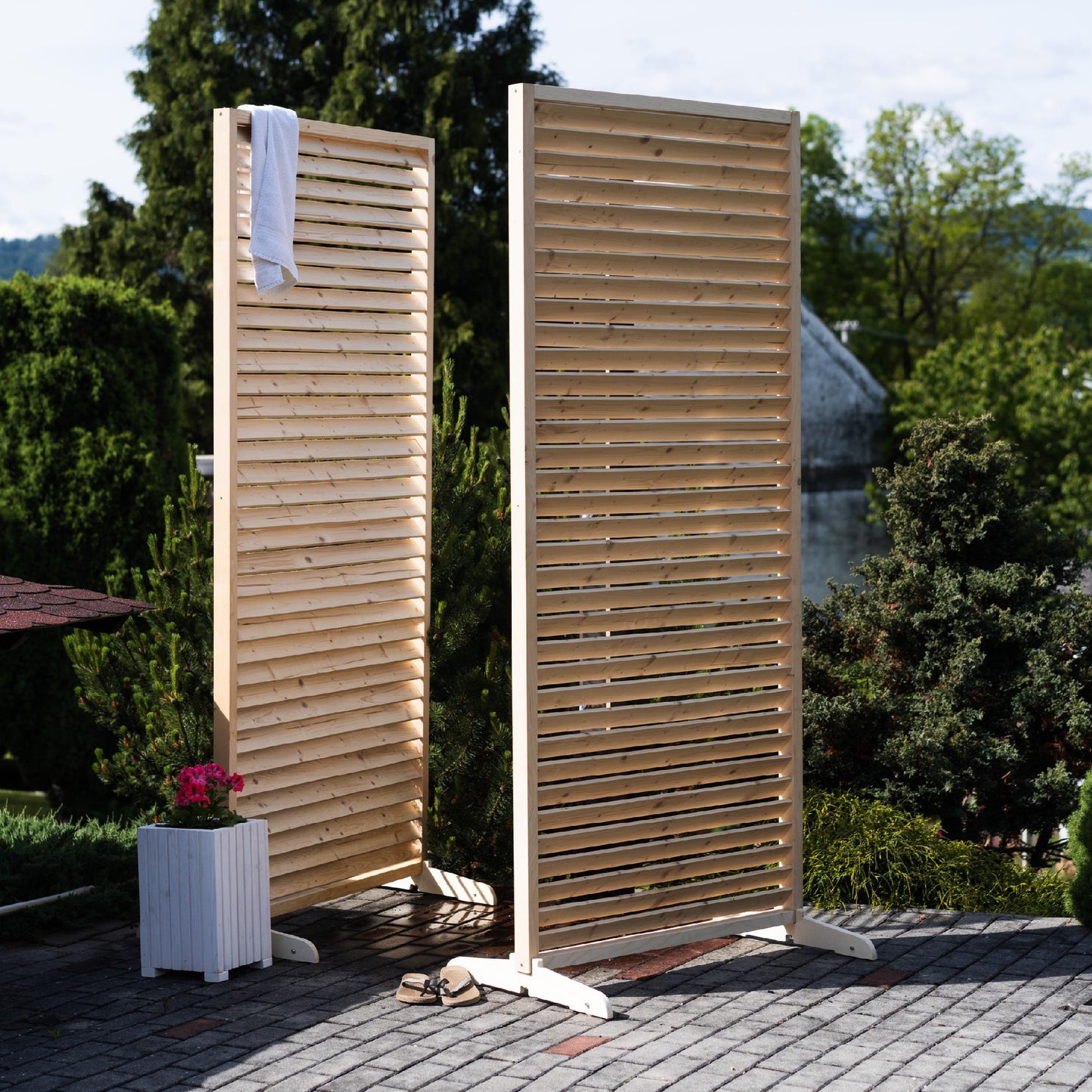 Paravent extérieur autoportant Gén. 2 - Bois naturel