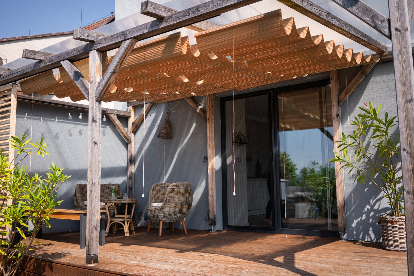 Auvent en bambou pour pergola - Brun clair