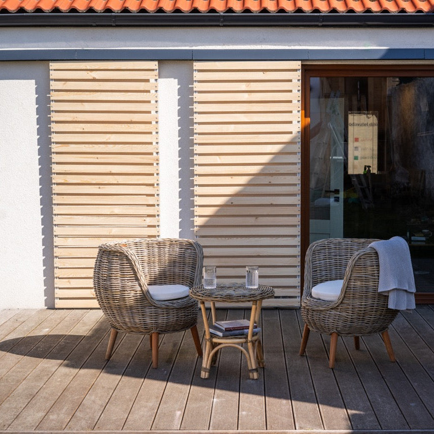 Pare-soleil en bois pour terrasse avec cadre en aluminium - Naturel