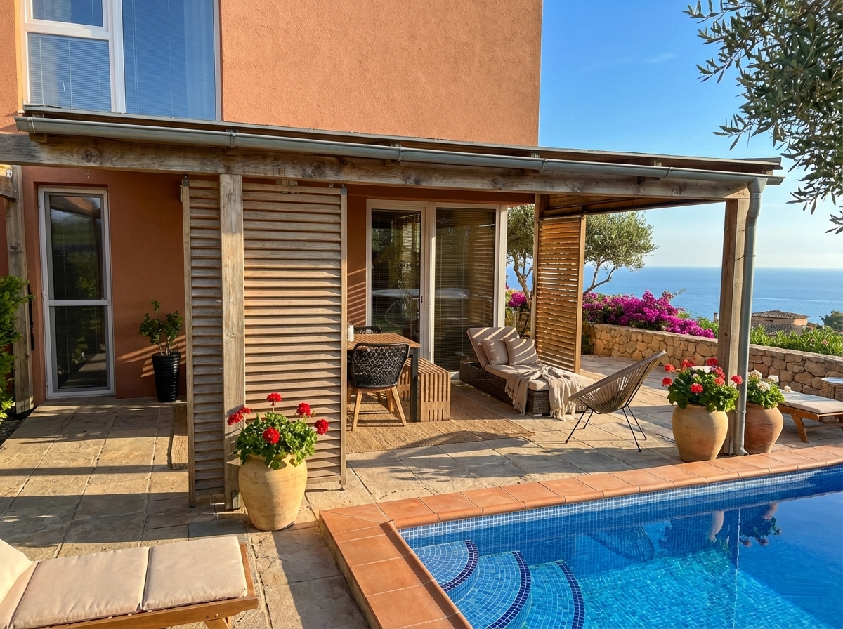 Pare-soleil en bois pour terrasse - Naturel